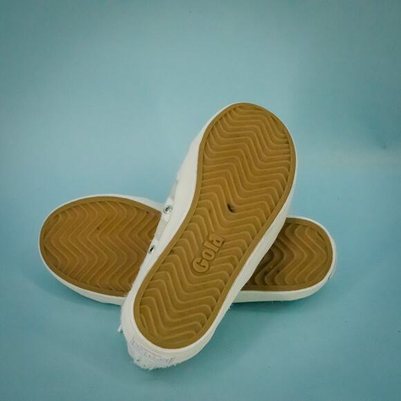 Gola Size 6 White Natural Coaster Raffia Low Top Lace Up Textile Upper Sneakers - Picture 7 of 9